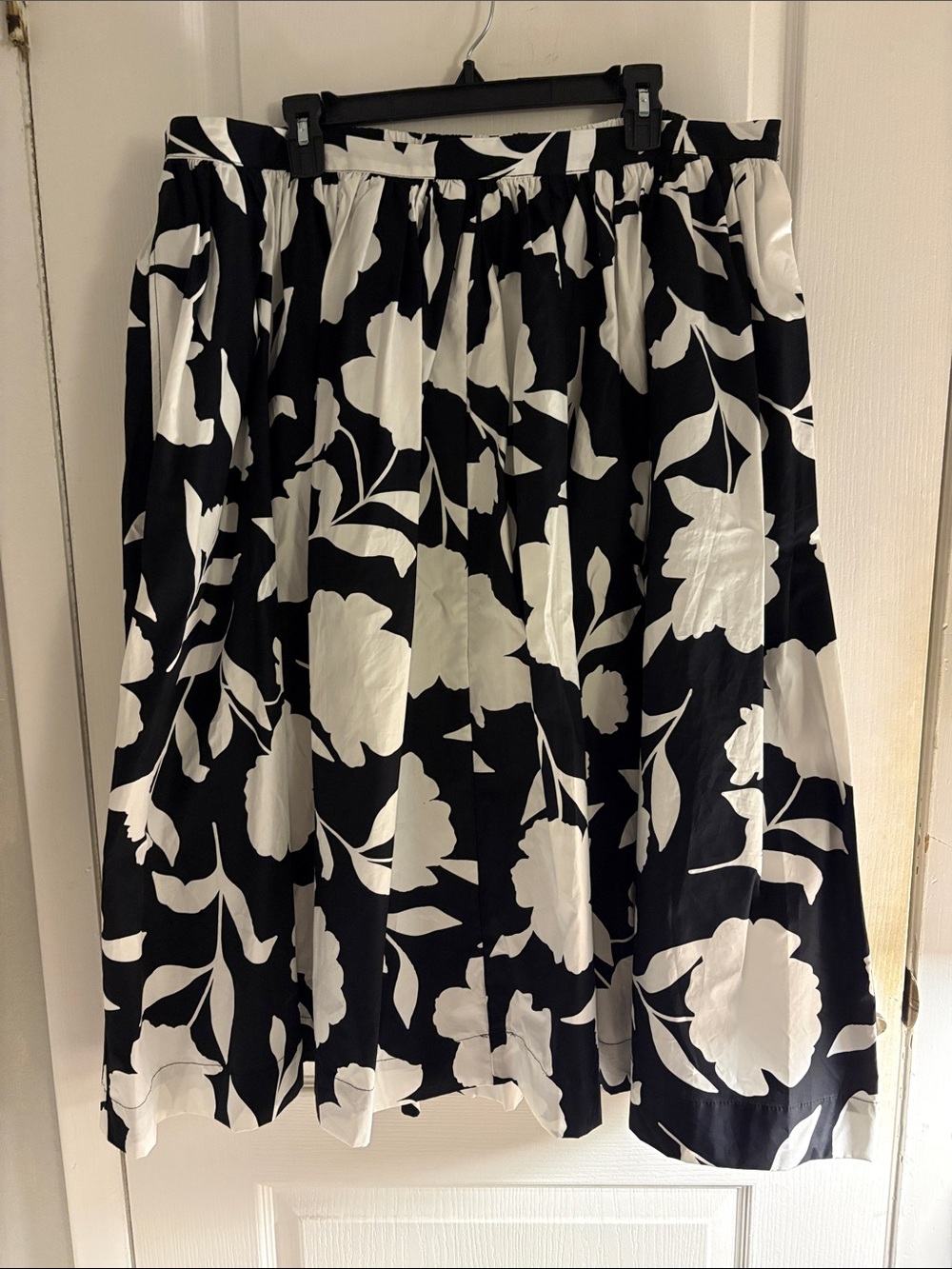 kate spade Black and White Floral A-Line Skirt